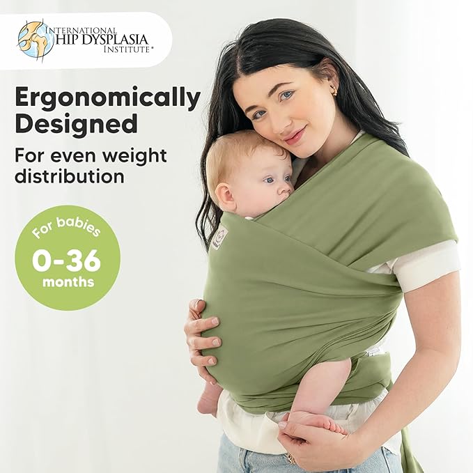 KeaBabies Baby Wrap Carrier - All in 1 Original Baby Carrier Newborn to Toddler Sling, Easy to Wear, Hands Free Bonding, Lightweight, Breathable Infant Wraps (Dusty Olive)-BubblyBeeBaby