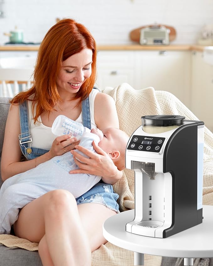 Instant Formula Maker, Fast and Customizable Formula Dispenser Machine with Accurate Temperature Control for Baby, Automatic Powder Blending for All Brands of Bottle and Formula, Black/White-BubblyBeeBaby