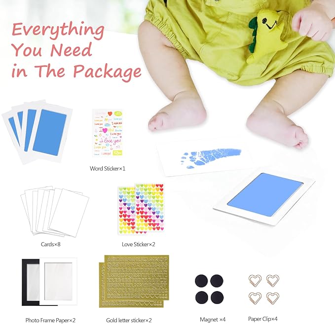 Inkless Baby Hand and Footprint Kit,Clean Touch Ink Pad for Baby Footprint Kit,No Mess Dog Paw Print Kit,DIY Footprint Ink for Baby Keepsake Gifts for Boys and Girls-BubblyBeeBaby