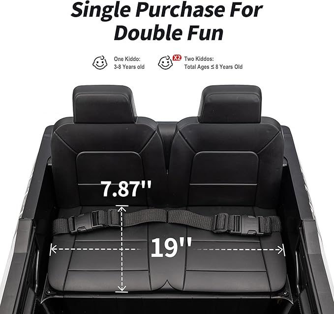 12V 7Ah Electric Police Car Ride on Toy for Big Kids, 2 Seater Kids Ride on Car SUV with Remote Control, Bluetooth - Black-BubblyBeeBaby