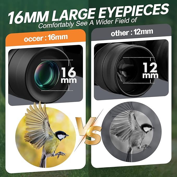 15x30 Compact Binoculars for Adults and Kids - Occer Large View High Powered Binoculars for Bird Watching - Lightweight Easy Focus Binocular with Low Light Vision for Outdoor Hunting Travel - Black-BubblyBeeBaby