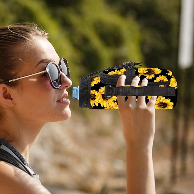 icolor Water Bottle Carrier Bag with Strap 25/32/40 oz Crossbody Bottle Holder with Phone Pocket Sling Sleeve Insulated Neoprene Water Bottle Pouch for Walking Travelling-BubblyBeeBaby