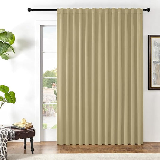 Joydeco Custom Blackout Curtains for Bedroom, 1 Panel Room Darkening Curtains & Drapes for Living Room Window Rod Pocket Back Tab (Custom Size,Beige)-BubblyBeeBaby