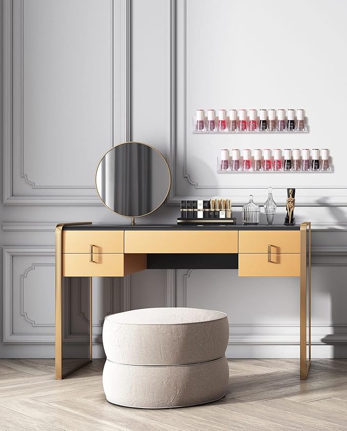 IEEK 4 PCS Floating Invisible Kids Bookshelf Wall Mounted Nail Polish Rack,Clear Acrylic Picture Ledge Vinyl Record Display Shelf Nail Polish Holder with Removable Anti-Slip End Inserts,15 inch-BubblyBeeBaby