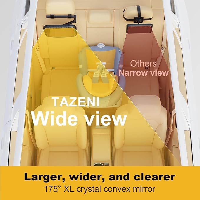 Baby Car Mirror, Stretchable 360° Caring Baby Mirror for Car Seat Rear Facing Seat Infant Shatterproof, Baby Essentials for Newborn, Crash Tested and Certified-BubblyBeeBaby