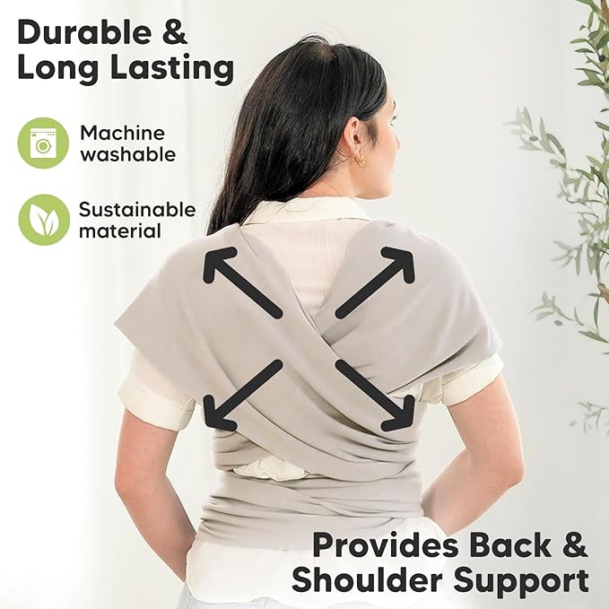 KeaBabies Baby Wrap Carrier - All in 1 Original Baby Carrier Newborn to Toddler Sling, Easy to Wear, Hands Free Bonding, Lightweight, Breathable Infant Wraps (Stone Gray)-BubblyBeeBaby