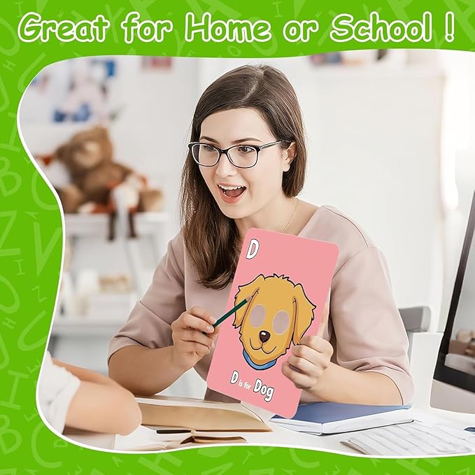 2025 New Alphabet ABC Flash Cards with Animal Masks, 26 Pcs Animal mask Alphabet Cards, Interactive Education Games, Learn Letters, English Phrases-BubblyBeeBaby