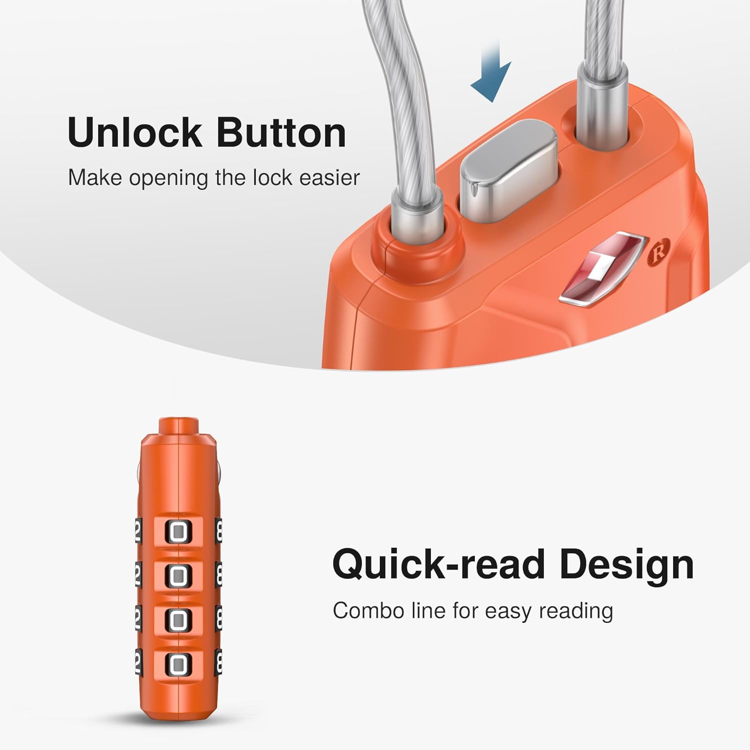 Puroma 2 Pack TSA Approved Luggage Locks, 4 Digit Combination Travel Locks Resettable Code Lock with Zinc Alloy Body for Suitcase, Toolbox, Backpack, Bag, Gym Locker (Orange)