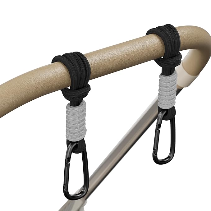 SURDOCA Baby Stroller Hooks, Stroller Clips and Hooks for Diaper Bag, Mommy Bag Hook for Stroller Heavy Duty, Universal Stroller Hanger and Strap, Stroller Accessories for Mom-BubblyBeeBaby