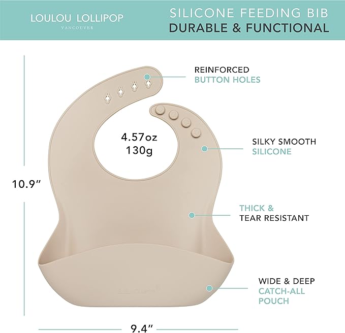 Loulou Lollipop Soft, Waterproof Silicone Feeding Bib-BubblyBeeBaby