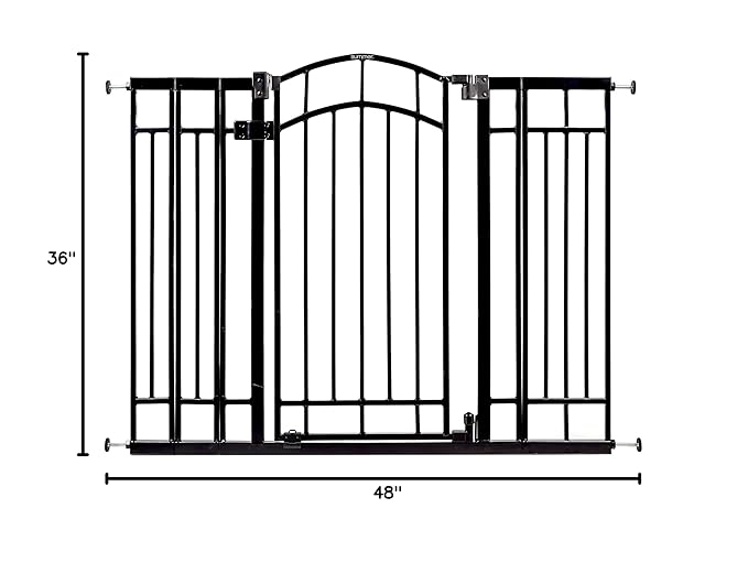 Ingenuity Multi-Use Decorative Extra Tall Walk-Thru Baby Gate, Fits Openings 28.5-48 Inch (Pack of 1), Black Metal, for Doorways and Stairways, 36' Tall Baby and Pet Gate, Black, One Size-BubblyBeeBaby