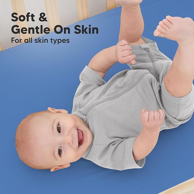 KeaBabies 2-Pack Organic Crib Sheets for Boys, Girls - 52x28 Fitted Crib Mattress Sheet Neutral, Breathable Jersey Cotton Cover for Baby Bed, Toddler Mattress, Soft & Cute Prints (Cornflower)-BubblyBeeBaby