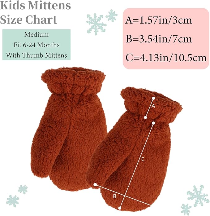 Zsedrut Baby Boys Winter Glove Warm Toddler Infant Girls Mittens Fleece Lined Gloves 1-7 Years-BubblyBeeBaby