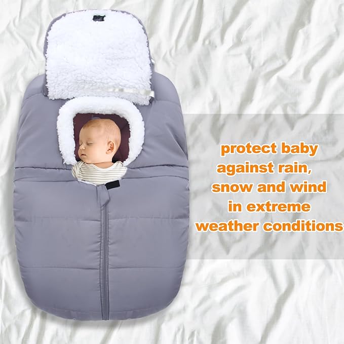 Fairy Baby Winter Car Seat Cover for Babies Carseat– Waterproof, Warm Car Seat Cover Baby – Universal Winter Cover for Back Seat, Infant Car Seat & Baby Carseat (Grey)-BubblyBeeBaby