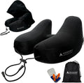 Modern Advantage Inflatable Travel Pillow for Airplanes – Hooded Neck Pillow with Adjustable Support – Comfortable, Compact & Travel-Friendly – Perfect for Sleeping on Long Flights (Black)