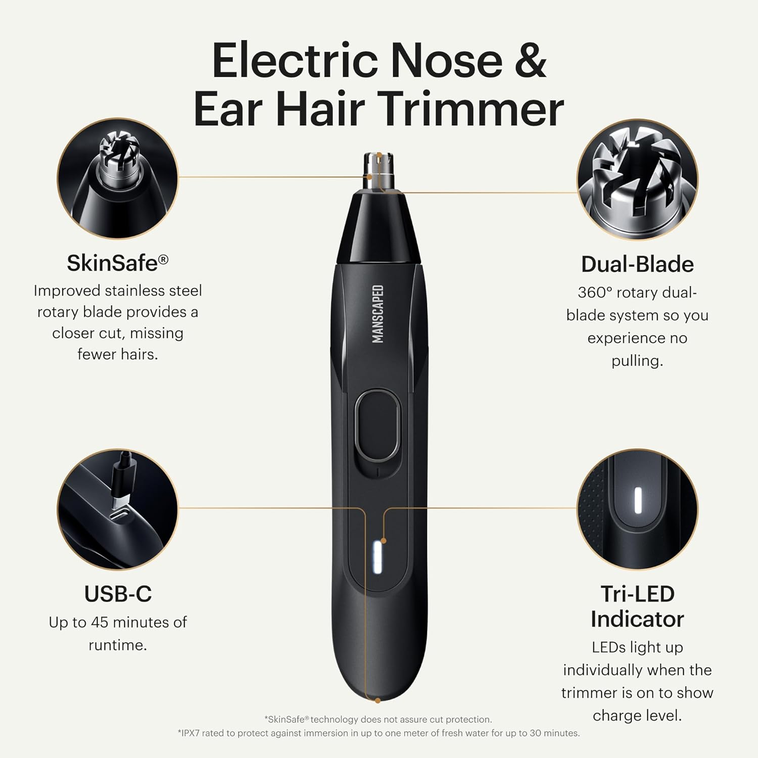 MANSCAPED® The Weed Whacker® 2.0 Electric Nose & Ear Hair Trimmer – 7,000 RPM Precision Tool with Rechargeable Battery, Wet/Dry, Easy to Clean, Improved Stainless Steel Replaceable Blade