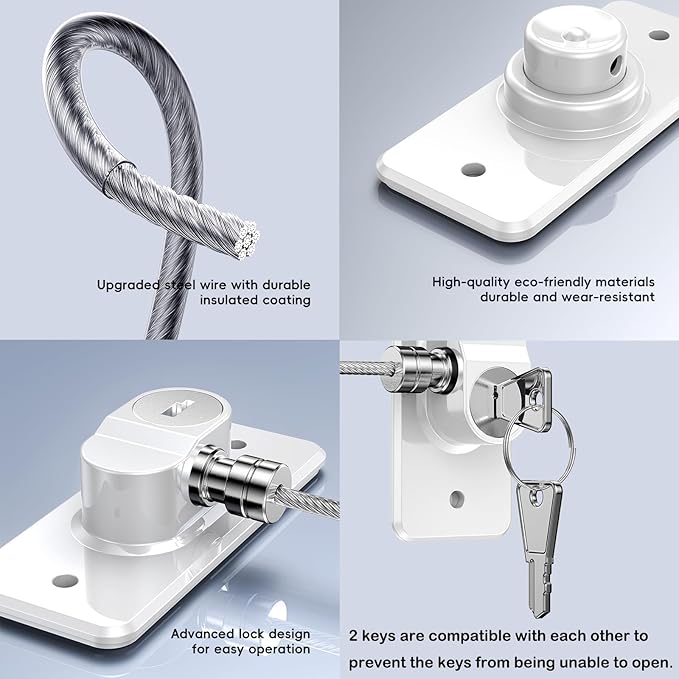 2 Pack Refrigerator Door Lock with Adhesive, No Tools Required, Child Proof Fridge Door Lock for Kids and Pets, Self Adhesive Latch for Freezer, Cabinets, Drawers, Air Oven, Windows (Patent)-BubblyBeeBaby