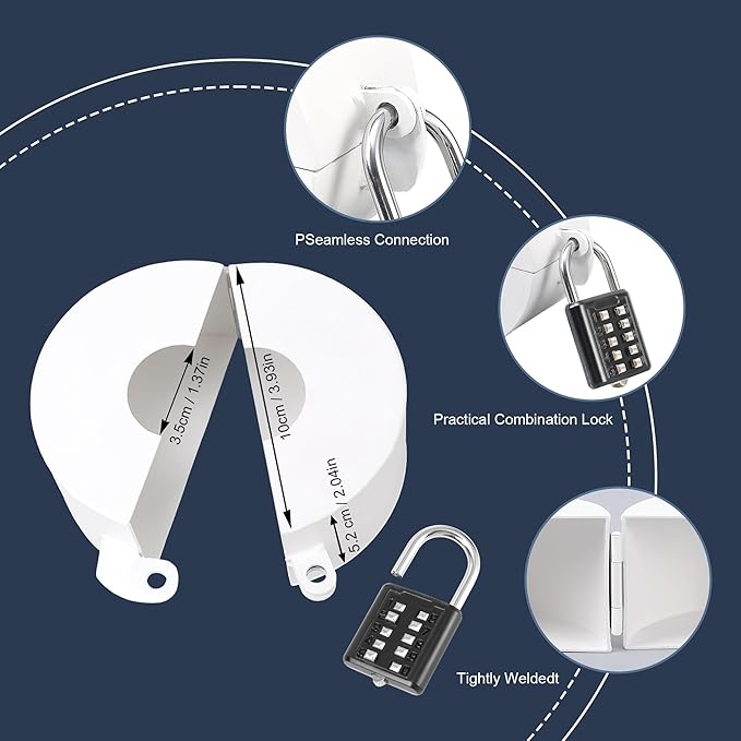 2 Pack Door Knob Lockout Device with Padlock,Temporary Door Handle Lock Cover for Dementia Patients/Child Proof, Outdoor Water Faucet Lock Cover - White-BubblyBeeBaby