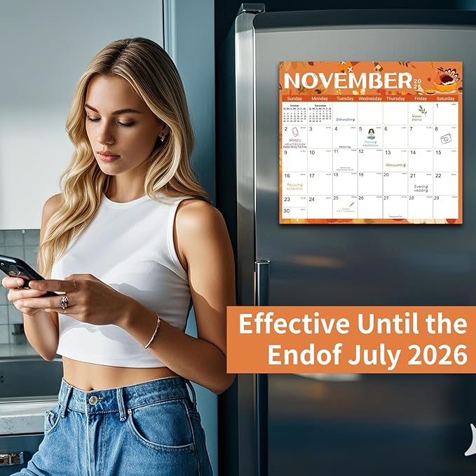 2025-2026 Magnetic Fridge Calendar 18 Monthly Magnetic Calendar for Refrigerator 2025-2026 Wall Calendar Planner Runs from February 2025 Until July 2026 Easy Organizing Markers Tearable (Festive)-BubblyBeeBaby