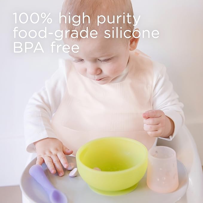 Olababy Fold N Go Silicone Baby Bib w Travel Case | Lightweight Design Eases Pressure Bruising for Infants & Toddlers-BubblyBeeBaby