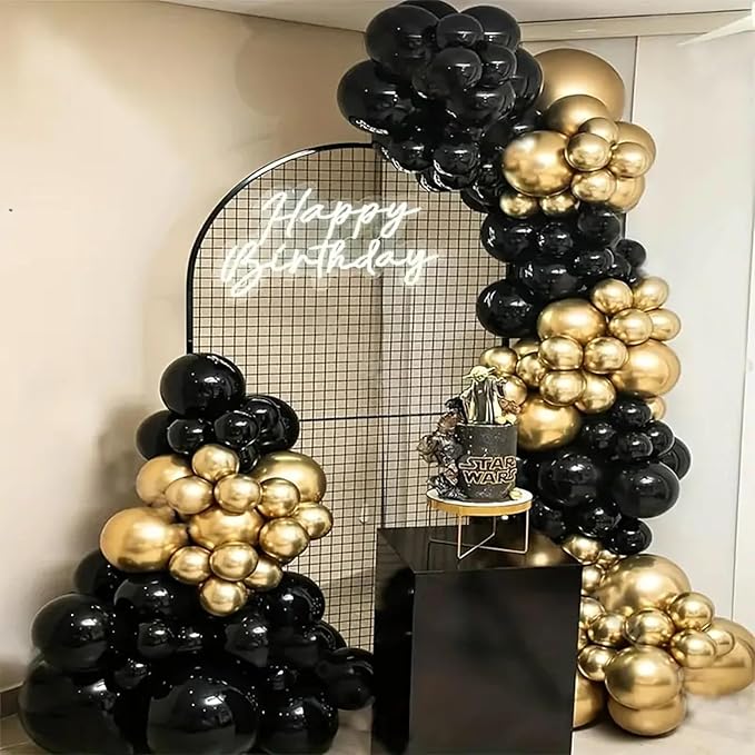 140pcs Balloon Arch Kit, Black Balloons of Different Sizes Pack of 18 12 10 5 Inch Party Balloon Kit for Birthday Party or Balloon Arch as Graduation Wedding Baby Shower Anniversary Party-BubblyBeeBaby