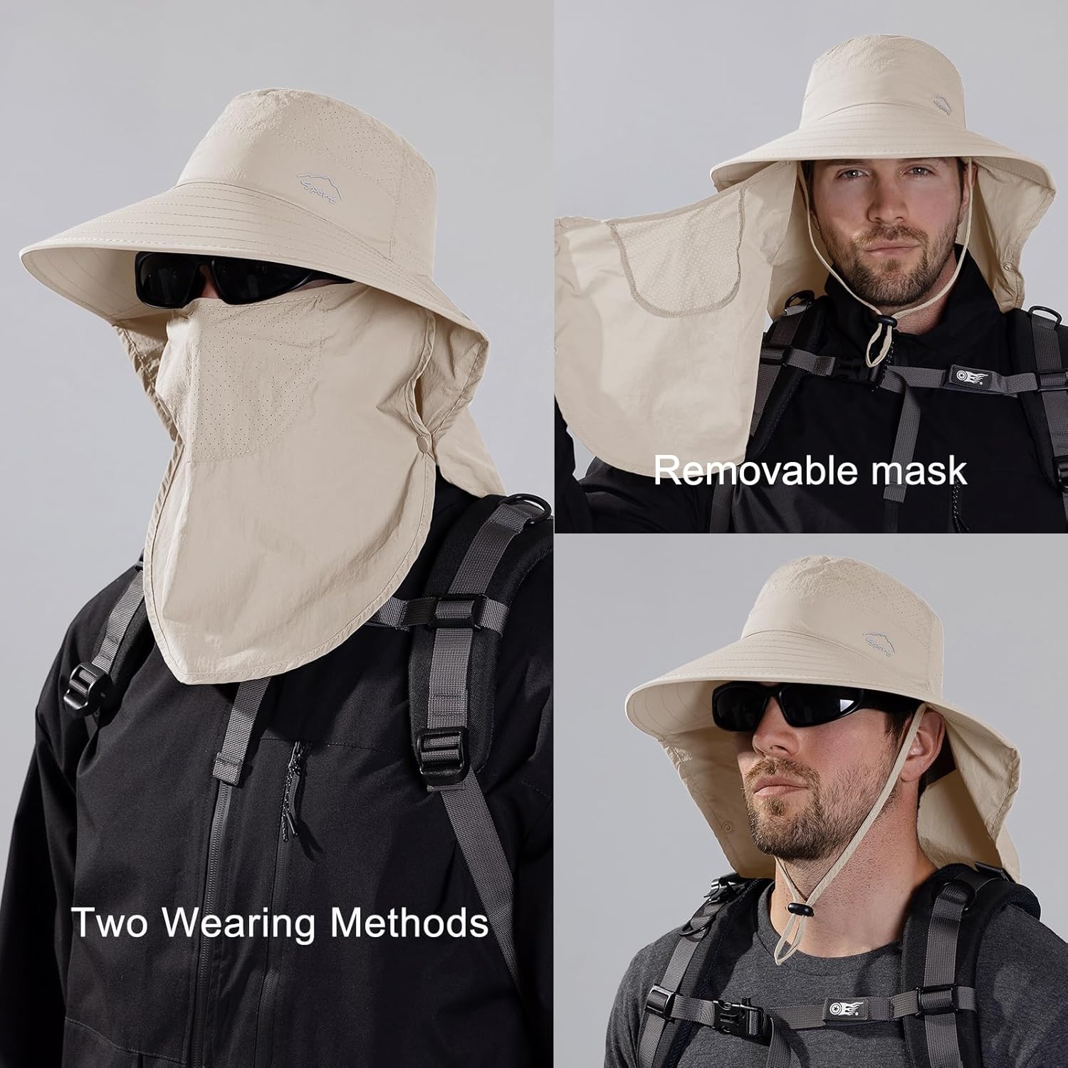 Sun Hat for Men Women with Neck Flap,UPF 50+ UV Protective Hiking Fishing Hats,Wide Brim Sun Hat for Women&Men