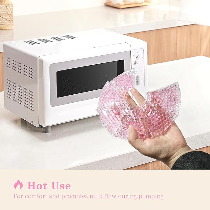 Hot/Cold Breast Gel Bead Ice Packs Breast Cooling/Heat Pads Relief for Breastfeeding, Nursing Pain, Mastitis, Engorgement, Swelling, Plugged Ducts | Boost Milk Let-Down & Production,2 Pack (Pink)-BubblyBeeBaby