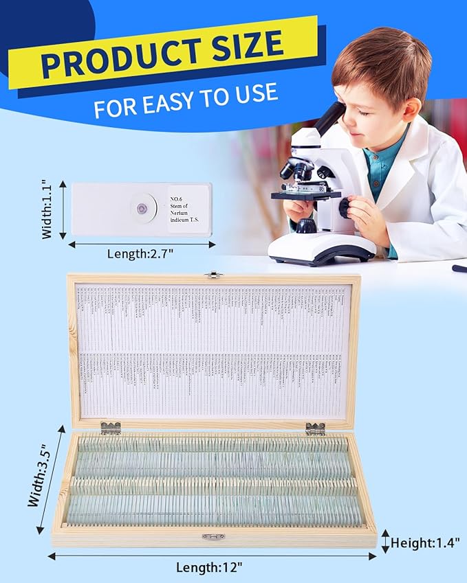140-Pcs Microscope Slides with Specimens,Pre-Made Glass Slides with Specimens,Educational Microscope Slides and Covers for Young Scientists,Perfect for Biology Class and Experiments-BubblyBeeBaby