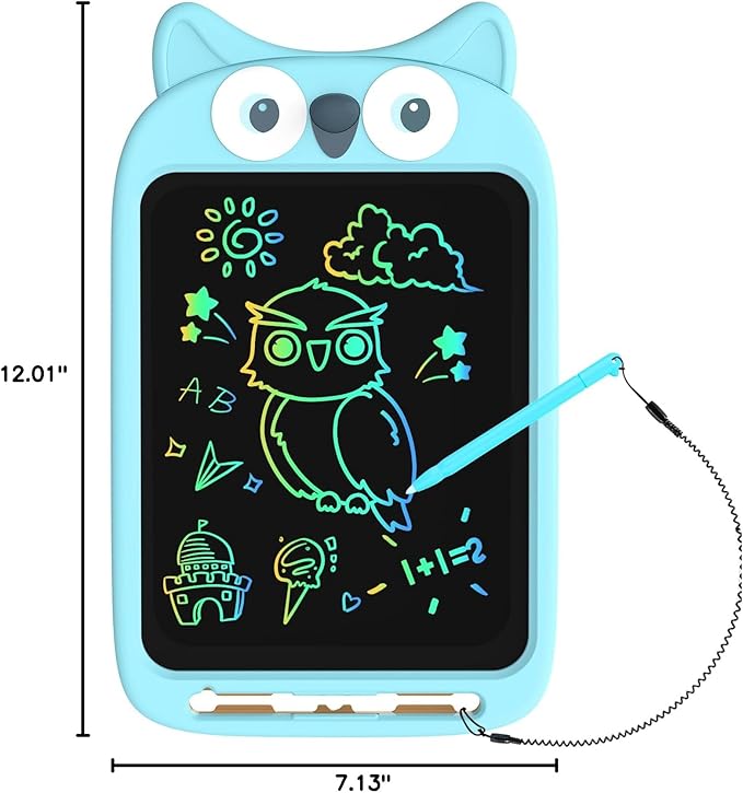 10 Inch LCD Writing Tablet, Erasable Doodle Board Toy, Cute Owl Drawing Pad for Kids Ages 2-6 - Educational Christmas Birthday Gift (Owl)-BubblyBeeBaby