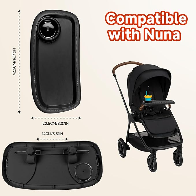 Snack Tray Compatible with Nuna Strollers, Stroller Tray Attachment Fits for Nuna, Stroller Trays with Cup Holder, Strollers Cup Holder, Easy to Install, Ideal for Strollers Accessories-BubblyBeeBaby