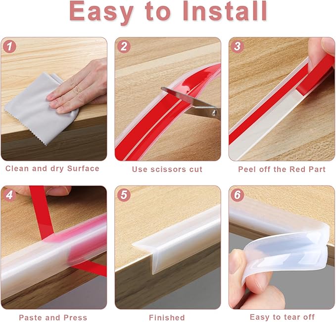 100% Silicone Corner Protectors,Corner Protector Baby Proofing,Soft Edge Protector,Furniture Corner Guard & Edge Safety Bumpers with Strong Adhesive for Furniture&Sharp Corners-BubblyBeeBaby