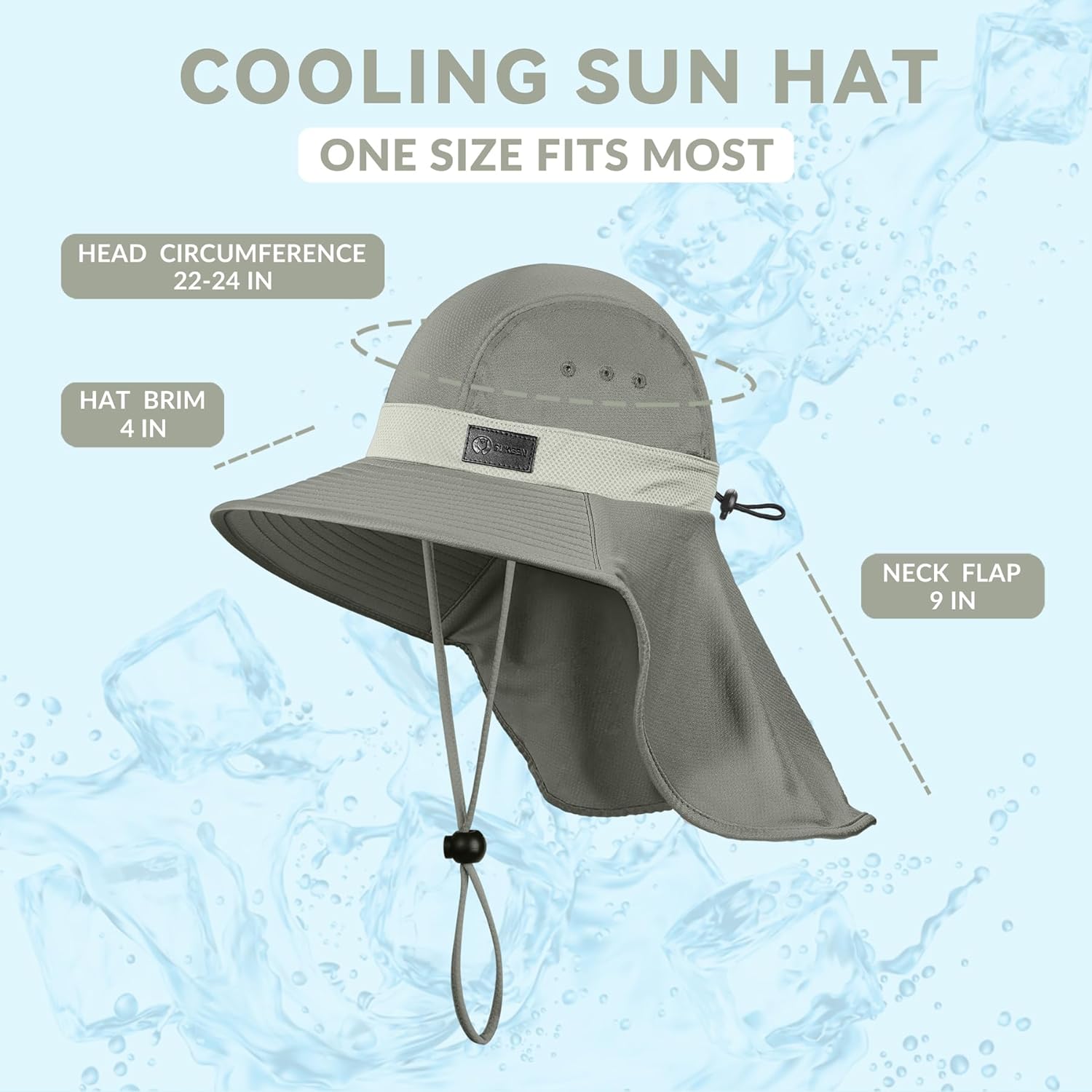 Sukeen Cooling Sun Hat for Men Women UPF50+ Wide Brim Fishing Hat with Neck Flap Adjustable Foldable Bucket Hat for Hiking