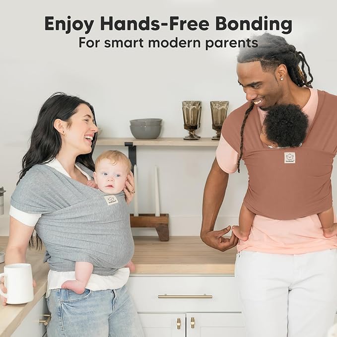 KeaBabies Baby Wrap Carrier - All in 1 Original Baby Carrier Newborn to Toddler Sling, Easy to Wear, Hands Free Bonding, Lightweight, Breathable Infant Wraps (Terracotta)-BubblyBeeBaby