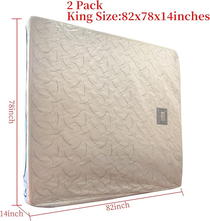 2 Pack King Mattress Bags for Moving and Storage-5 Mil Zipper Plastic Waterproof Mattress Storage Bags-BubblyBeeBaby