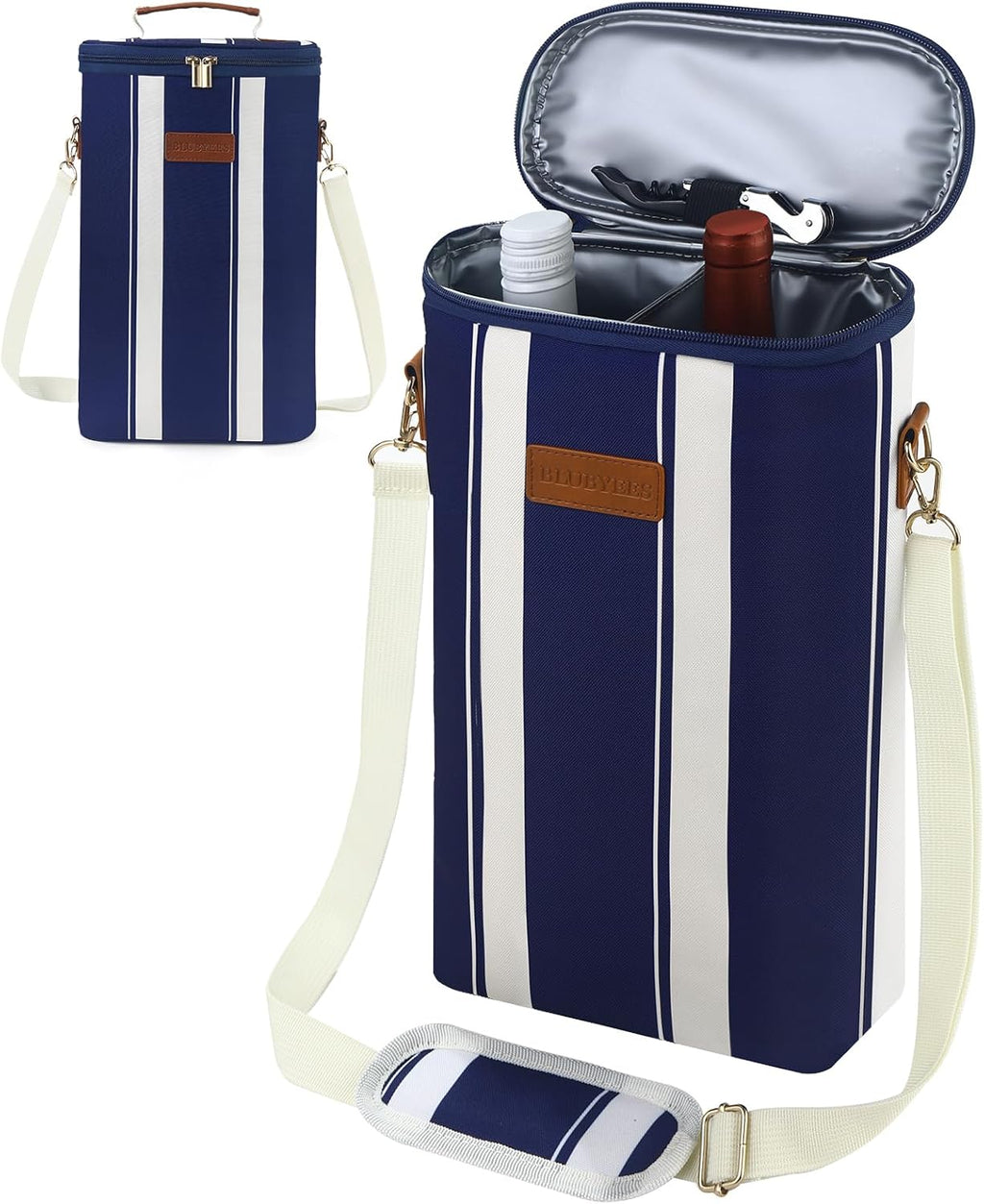 2-Bottle Insulated Wine Carrier Tote - Leakproof Padded 900D Oxford Wine Cooler Bag for Travel, Picnics, Beach & Parties - Ideal Wine Gift for Wine Lovers