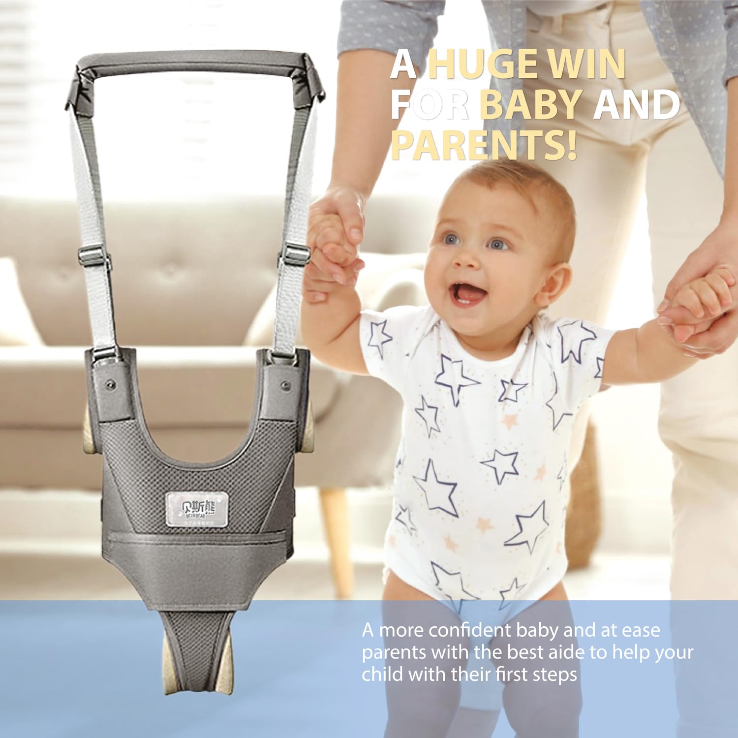 Baby Walking Harness-Handheld Assistant Belt- Toddler Infant Walking Aid for Trainer & Support 7-24 Month Old (summer-Gray-1819)