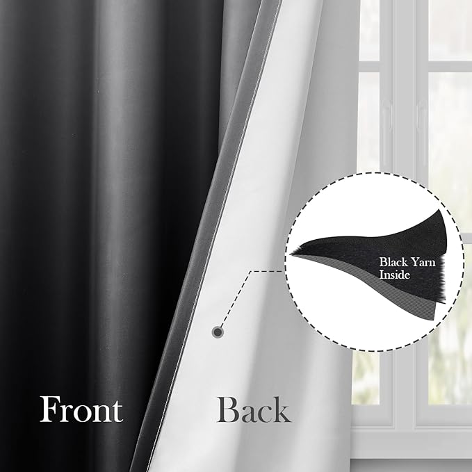 HOMEIDEAS Black Ombre Blackout Curtains 52 X 84 Inch Length Gradient Room Darkening Thermal Insulated Energy Saving Grommet 2 Panels Window Drapes for Living Room, Bedroom-BubblyBeeBaby