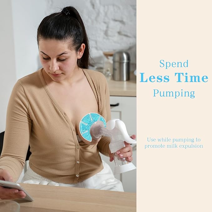 Hot/Cold Breast Gel Bead Ice Packs Breast Cooling/Heat Pads Relief for Breastfeeding, Nursing Pain, Mastitis, Engorgement, Swelling, Plugged Ducts | Boost Milk Let-Down & Production,2 Pack (Blue)-BubblyBeeBaby