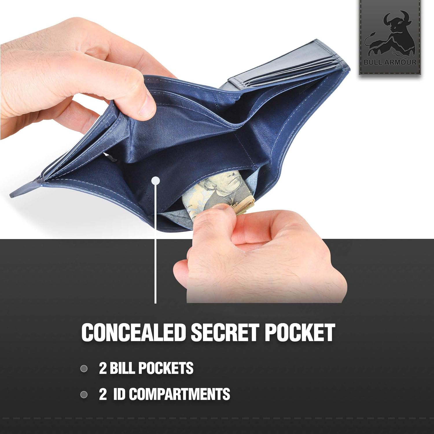 Leather Wallet for Men with RFID Blocking in Mountain Sky Blue