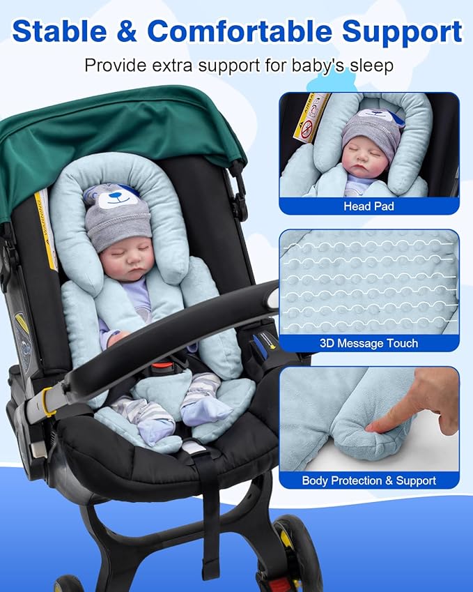 Infant Insert Compatible with Mamaroo Swing & Graco Swing, Thickened Baby Car Seat Head Support with Shoulder Covers, Breathable Newborn Car Seat Insert for Preemie to Toddler-BubblyBeeBaby