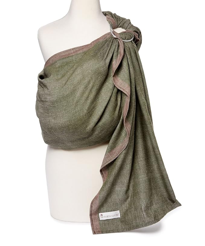 Hip Baby Wrap Ring Sling Baby Carrier for Infants and Toddlers - Beautiful, 100% Soft Cotton Baby Wraps Carrier for Babies 8-35 lbs - Perfect Baby Shower Gifts Moms and Dads - Nursing Cover (Olive)-BubblyBeeBaby