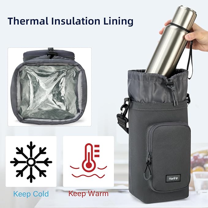 Insulated Water Bottle Carrier Bag with Strap Phone Pocket for 25/32/40/64 oz Tumbler Cup, Water Bottle Holder-BubblyBeeBaby
