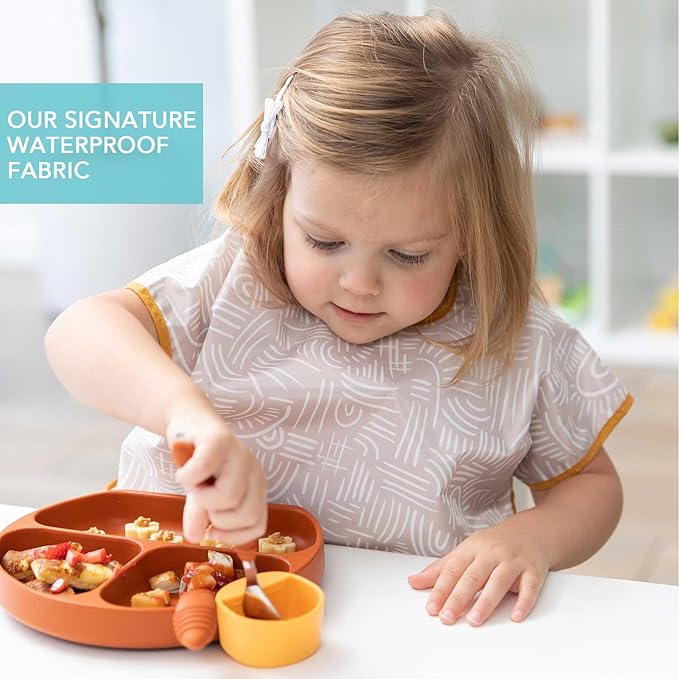 Bumkins Bibs - Toddler Bibs, Waterproof, Large for 1-3 Years, Short Sleeve-BubblyBeeBaby