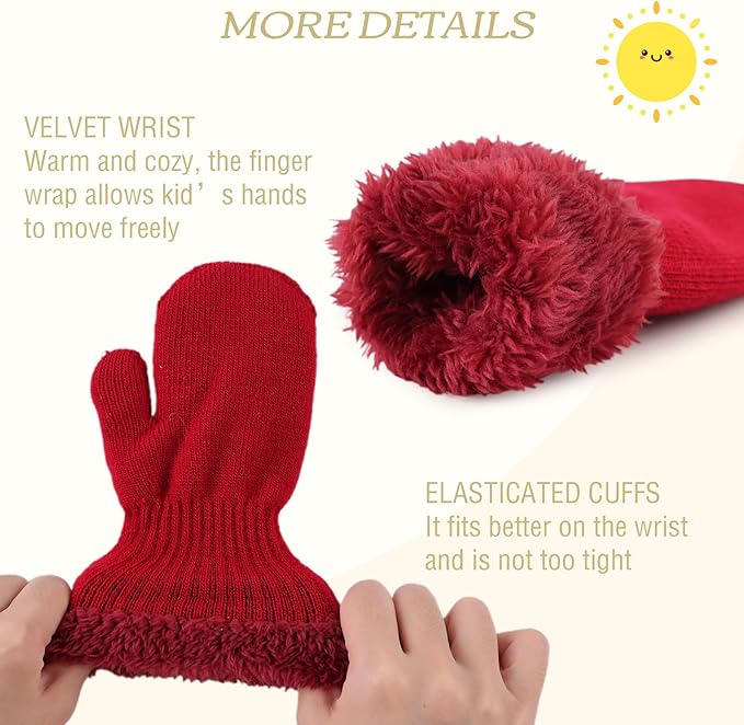 PESAAT Baby Girl Mittens Fleece Toddler Boy Mittens Warm Kids Winter Gloves Unisex Cold Weather Baby Gloves-BubblyBeeBaby