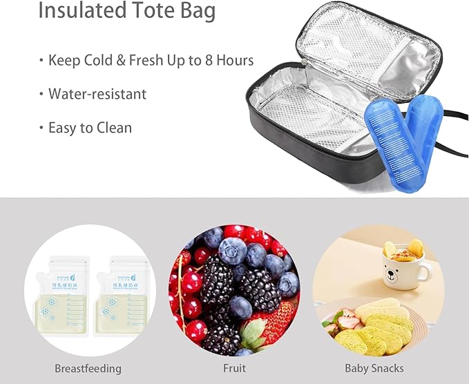 Insulated Breastmilk Cooler Bag with 2 Ice Packs - Breastmilk Cooler Organizer Bag for Daycare, Breastfeeding Mom Travel Outdoor-BubblyBeeBaby
