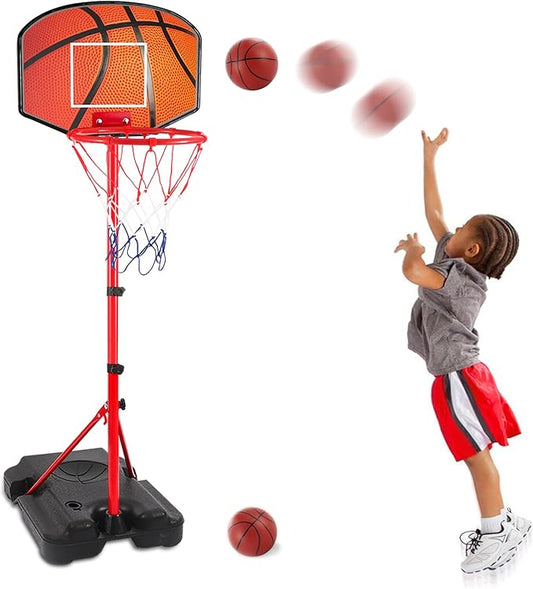 Kids Basketball Hoop for 1 2 3 4 5 6 Year Old Stand Adjustable Height 3.5ft-5.3ft Toddler Boy Basketball Hoop Indoor Mini Basketball Hoops Goal Ball Games Toys for Girl Boy Age 1-3 2-4 3-5-BubblyBeeBaby