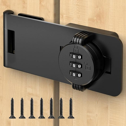 Keyless Cabinet Lock with Combination, Locker Code Lock with 3-Digit Combination, Security Door Lock for Drawers, Lockers, Bifold Doors, Small Doors, Closets, Refrigerators (Black-1pc)-BubblyBeeBaby