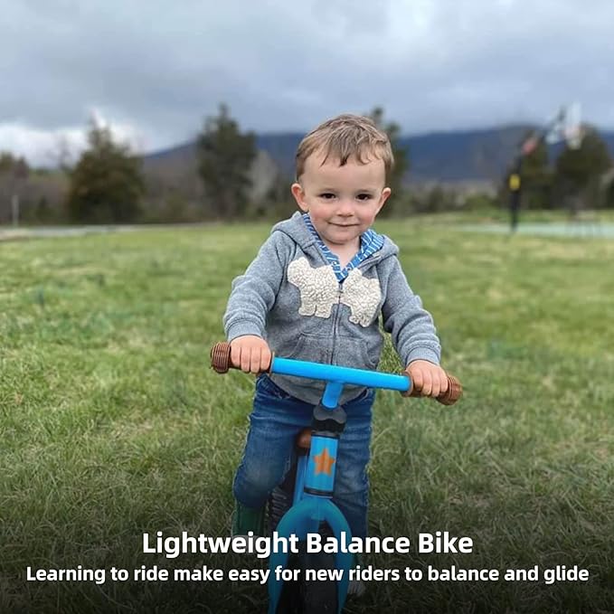 JOYSTAR 10"/12" Toddler Balance Bike for Girls & Boys, Ages 18 Months to 5 Years, Kids Push Bike with Footrest & Adjustable Seat Height, First Birthday Gifts for 2-5 Boys Girls-BubblyBeeBaby