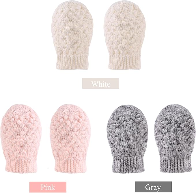 Baby Knit Mittens Toddler Boys Girls Gloves Winter Infant Newborn No Scratch Mitten 0-3 Years-BubblyBeeBaby