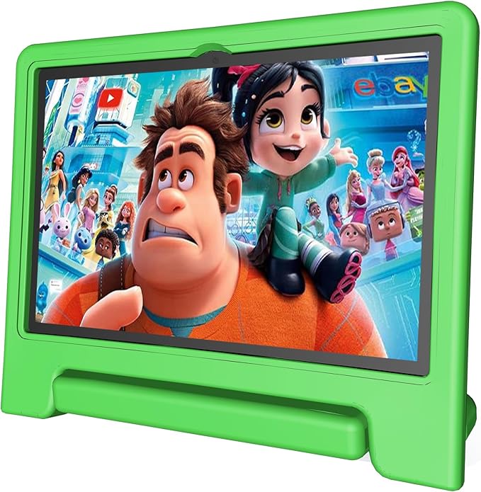 JREN Tablet for Kids｜10 Inch Kids Tablet Android 14｜Octa-core｜64GB｜WiFi ｜Bluetooth｜Parental Control｜Children Content｜Children Toddler Green-BubblyBeeBaby